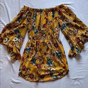 Blush Mustard Floral Off-Shoulder Blouse